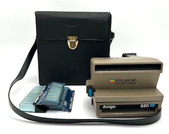 Estuche vintage para cámara instantánea Polaroid Amigo 620 SE 600 Land con 3 barras de flash.
