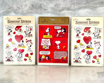 New Set of 3 Hallmark Peanuts Valentines Day Stickers 4 Sheets Per Packj