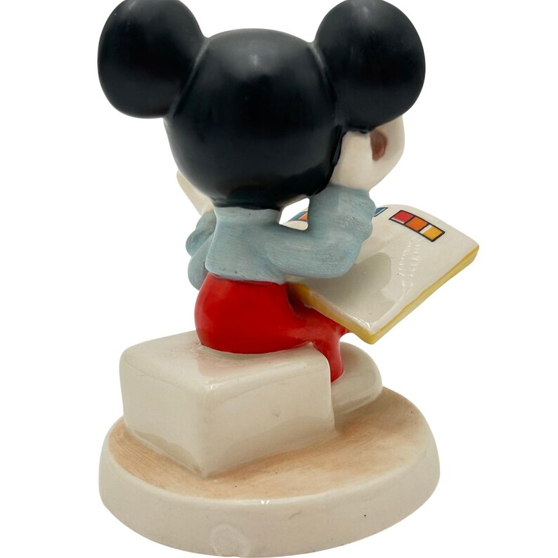 Figura de cerámica vintage de Mickey Mouse Científico de Disney de Goebel de 4 pulgadas, firmada y numerada. imagen 4