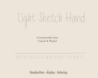 Light Sketch Hand Font | Skinny Handwritten Font | Minimal Typeface | Casual Playful | Digital Download
