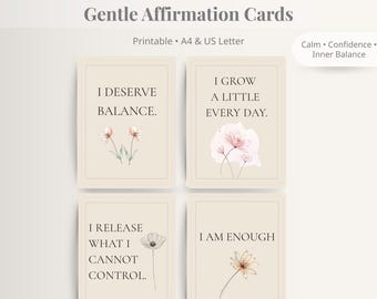 Gentle Affirmation Cards | Minimal Printable Set (PDF + PNG)