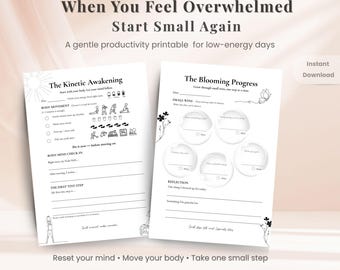 Low Motivation Planner Printable | Small Steps Productivity Worksheet (Digital Download)