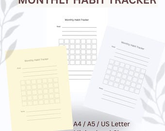 Plantilla imprimible minimalista para el seguimiento de hábitos mensuales: seguimiento de objetivos a 30 días, plantilla limpia y clara, compatible con GoodNotes