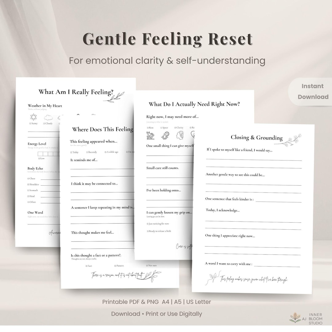Gentle Feeling Reset Printable Workbook | Emotional Clarity & Self ...