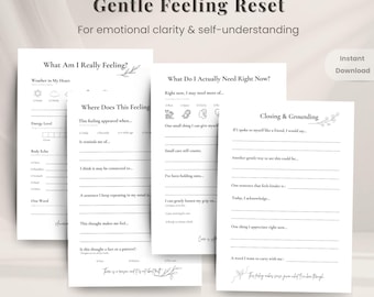 Gentle Feeling Reset Printable Workbook | Emotional Clarity & Self-Reflection Journal | Self-Compassion Worksheets PDF | Instant Download