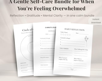 Gentle Self-Care Bundle Printable | Reflection, Gratitude & Mental Clarity Worksheets (PDF)