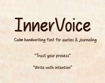 InnerVoice Handwriting Font | Calm Minimal Script for Quotes, Journals & Planners | Digital Download