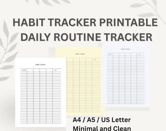Seguimiento de hábitos minimalista de 30 días imprimible / Seguimiento de rutina diaria / Plantilla de productividad (Descarga digital)