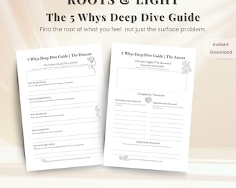 5 Whys Self Discovery Workbook | Emotional Healing Reflection Guide (PDF Download)