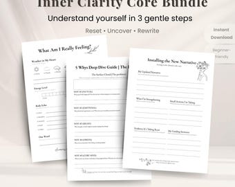 Stop Overthinking Workbook Bundle | Anxiety & Thought Reframing Printable Journal | Self Reflection Worksheets for Clarity