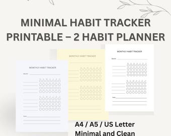 Minimal Habit Tracker Printable – 2 Habit Planner, Clean Template, GoodNotes Insert