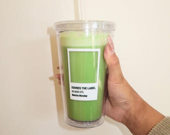 Vaso de muestra de matcha acrílico transparente de doble pared de 16 oz