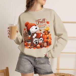 Fall Favorite Snoopy Pumpkin Crewneck Sweatshirt | Autumn Graphic ...