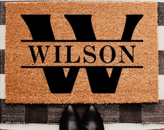 Custom Family Name Coir Doormat, Personalized Welcome Rug