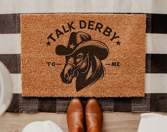 Talk Derby To Me Doormat, 2026 Horse Racing Welcome Mat, Equestrian Front Door Decor, Horse Lover Gift, Race Day Entryway Decor