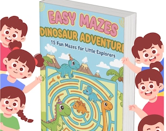 Aventure dinosaure dans des labyrinthes faciles | 15 labyrinthes de dinosaures amusants à imprimer pour les enfants de 4 à 8 ans | Labyrinthes faciles pour le préscolaire et la maternelle