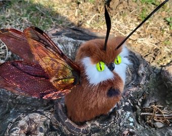 Libelle, Eule, Textilskulptur, Textilgewebe, Unikat,
