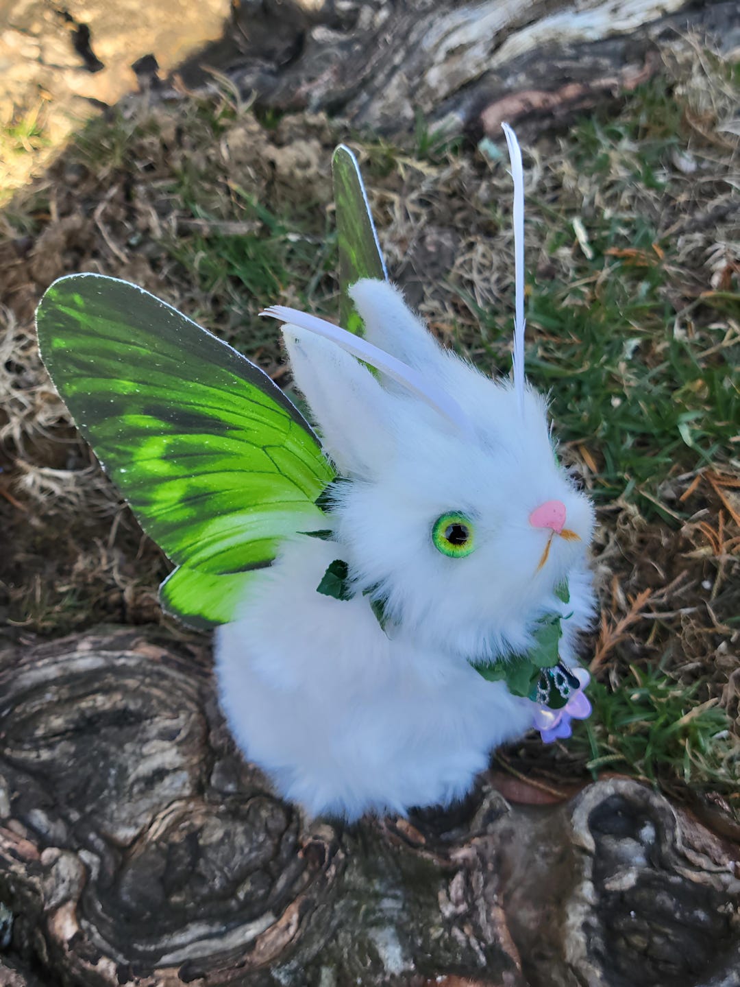 Spring Green Moth Bunny Textile Sculpture, Ooak, Decoration, Fantasy ...
