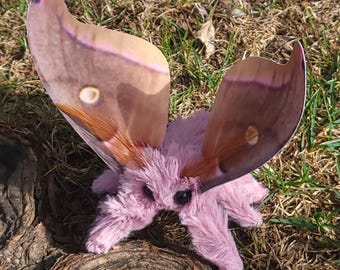Golden mauve moth soft sculpture, ooak,  textile taxidermy, doll, toy, plush, entomology