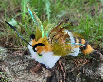 Asian koi faerie cat textile sculpture,  faux taxidermy,  faeriecore, OOAK