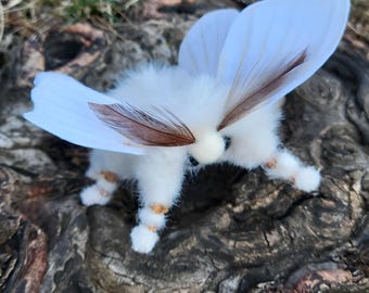 Bombyx Mori, Motte, Stoffskulptur, Unikat, Textilskulptur, Puppe, Spielzeug, Plüsch, Entomologie