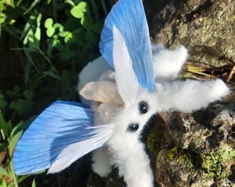 Blue butterfly soft textile sculpture, doll, figure, insect art , entomology gift