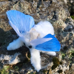 Aqua winged moth soft textile sculpture, doll, figure, insect art , entomology gift image 6