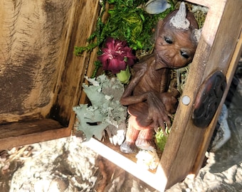 Little demon in his resting place,sculpture,  OOAK , figure