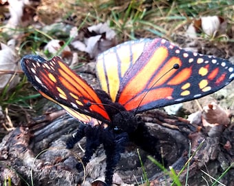 Monarch butterfly soft sculpture, ooak,  textile taxidermy, doll, toy, plush, entomology