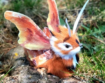 Faerie moth squirrel fantasy creature, OOAK, ornament,  figure, faux taxidermy