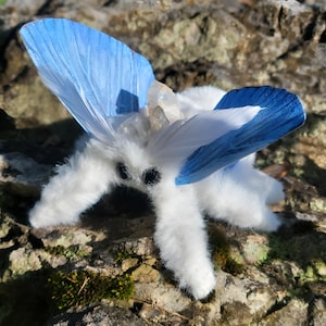 Aqua winged moth soft textile sculpture, doll, figure, insect art , entomology gift image 5