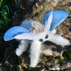 Aqua winged moth soft textile sculpture, doll, figure, insect art , entomology gift image 2