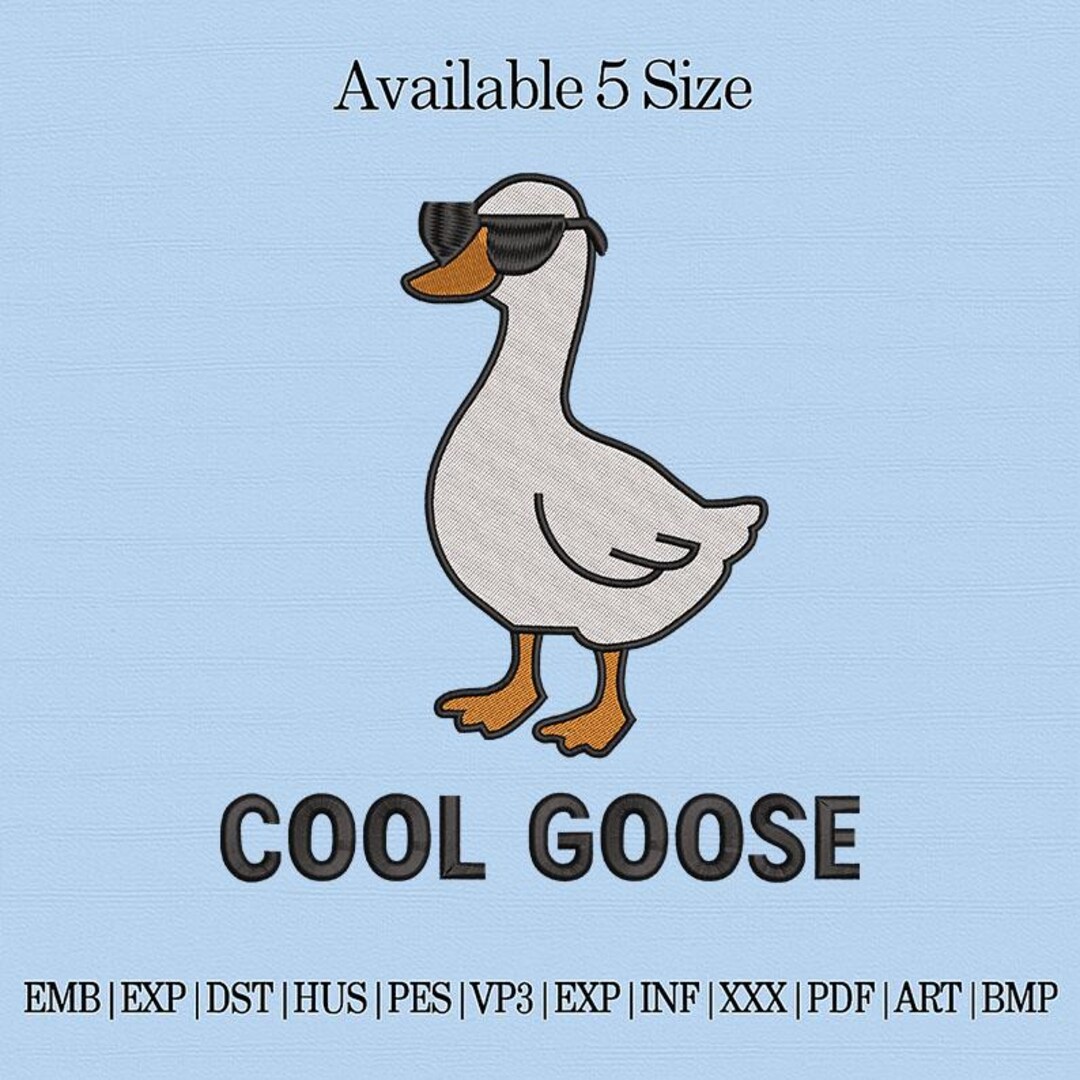 Goose Custom Cool Goose Embroidery Design, Funny Goose With Sunglasses Embroidery ...
