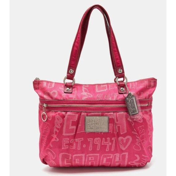 Coach Pink Signature Poppy Admirer Tote - Etsy New Zealand