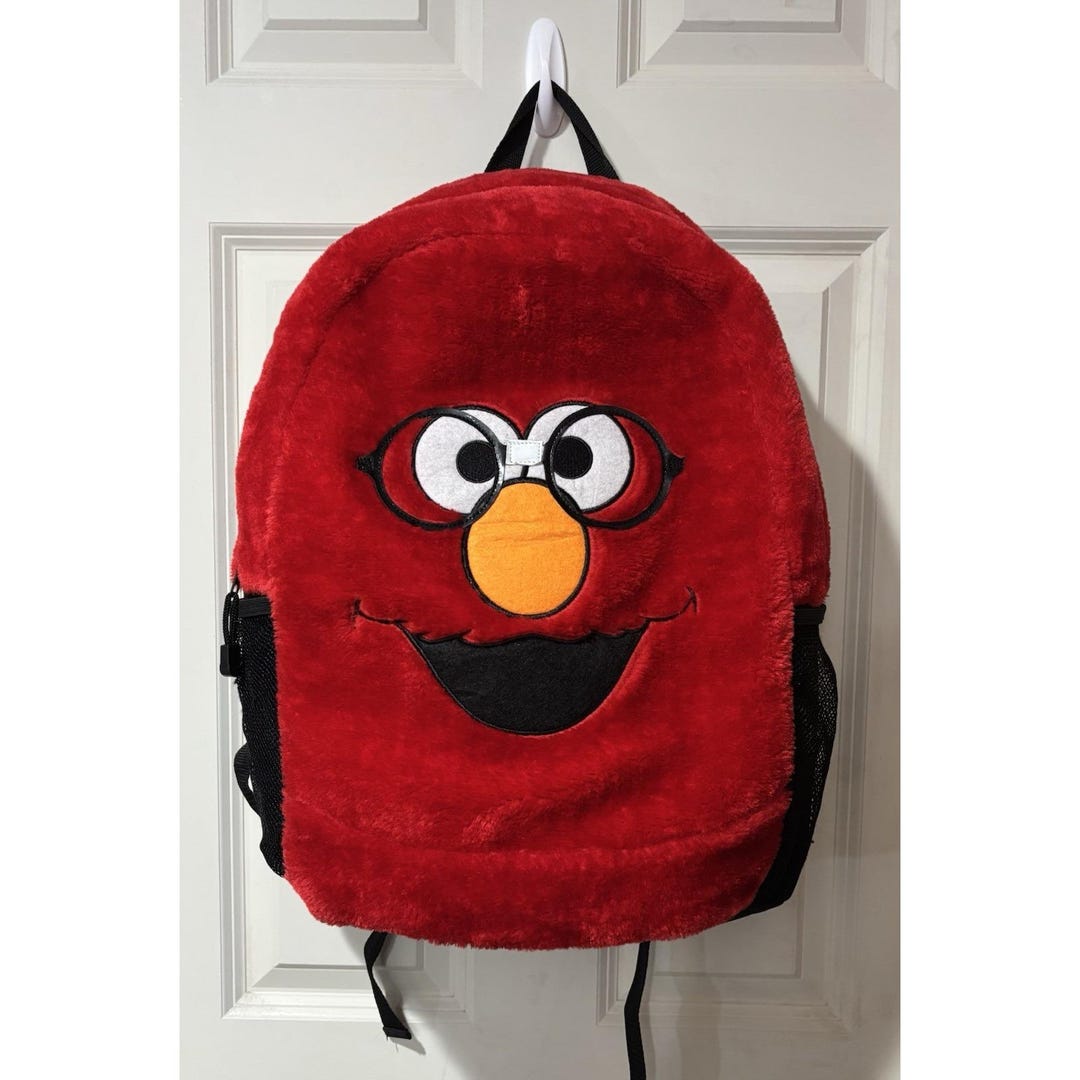 Elmo Rucksack Vintage Red Elmo Sesame Street Backpack Vintage Y2K Toddler Fuzzy With ...