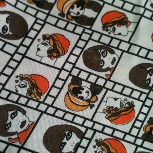 Vintage Fabric Mod Film Star Peter Max Pucci 1970s Twiggy Model