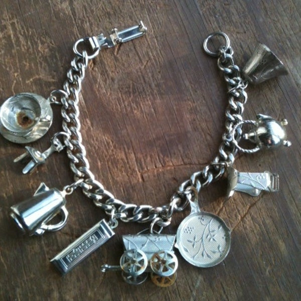 Vintage 1960s Wild West Western Cowgirl Charm Bracelet