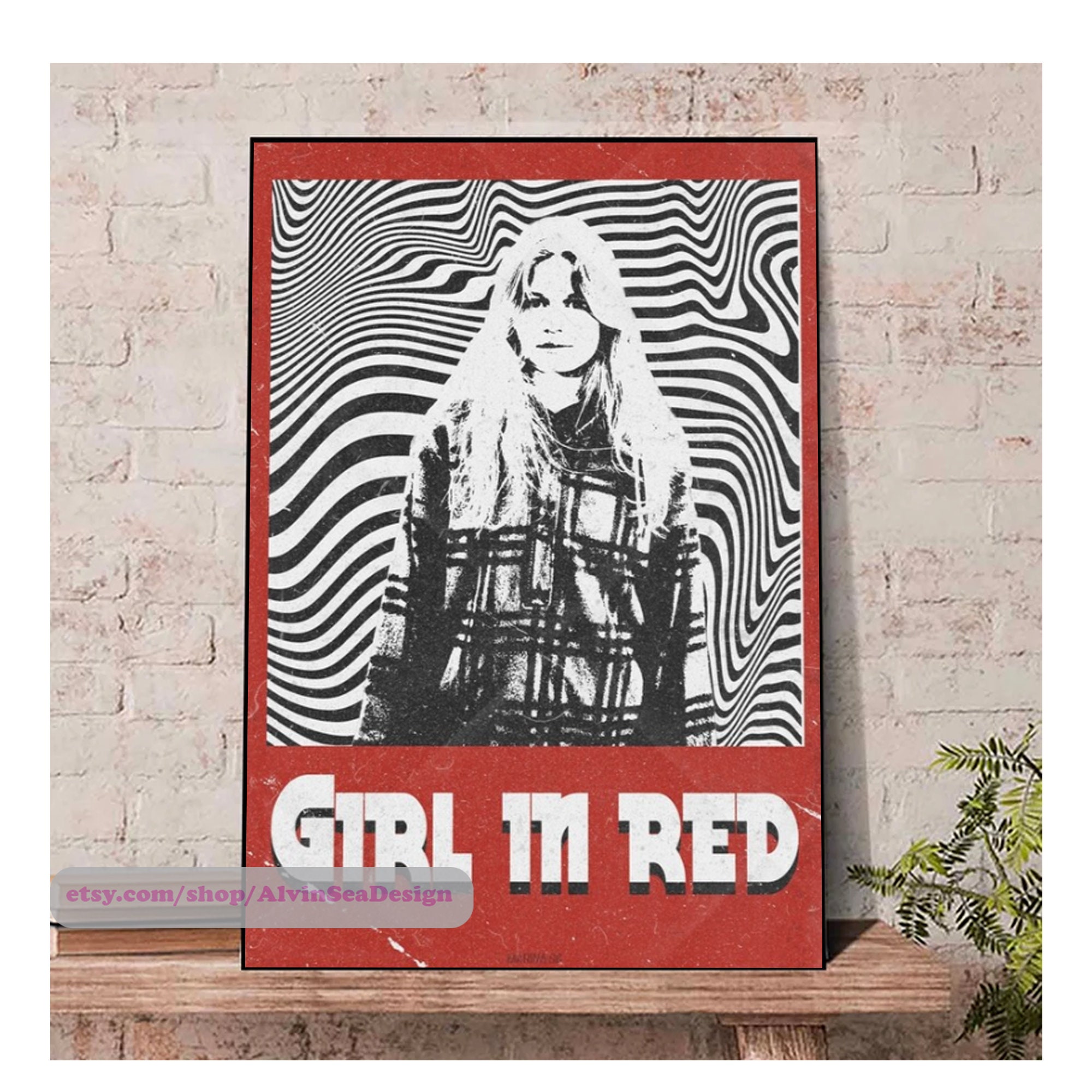 Discover Girl In Red Vintage Album Poster