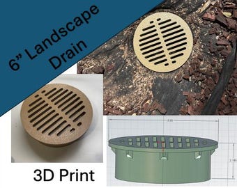 6" Round Outdoor Drain Cover | **DIGITAL FILE for 3D Printing** | 6 Inch Grate | STL Download | Yard, Patio, Landscape Drain