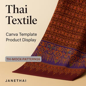 タイ生地のモックアップバンドル • Canvaで編集可能、中小企業向けブランディング（デジタルダウンロード）
