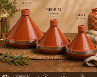 Moroccan Tagine Pot | Handmade Clay Tagine | Large Medium Small | Traditional Cooking Pot | Eid Gift | Authentic Moroccan Cookware