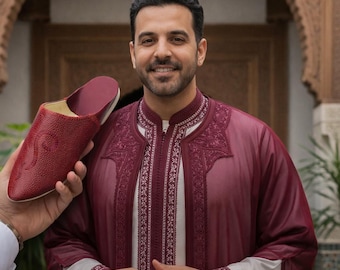 Moroccan Men's Jabador - Handmade Kaftan Set for Weddings