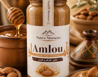 Authentisches marokkanisches Amlou – Mandelbutter mit Arganöl & Honig – Handgemachter Amazigh Brotaufstrich