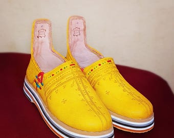 Men’s Handmade Moroccan Amazigh Leather Babouche – Tafraoute Berber Men’s Slippers