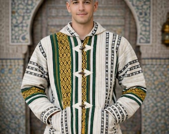 Handmade Moroccan Wool Hooded Jacket – Traditional Berber Coat