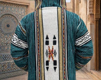Authentic Moroccan Hooded Jacket – Unisex Handmade Winter Qachaba | Traditional Berber Style Cozy Outerwear