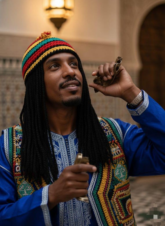 Moroccan Gnawa Hat With Handmade Dreadlocks – Colorful Crochet
