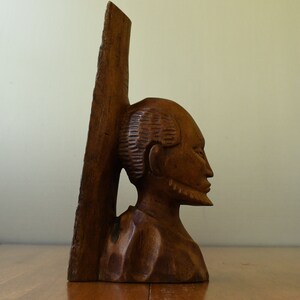vintage wooden hand carved male statue - figurine - display