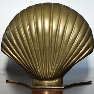 Brass Clam Shell Bookends Heavy Brass Nautical Decor Beach House