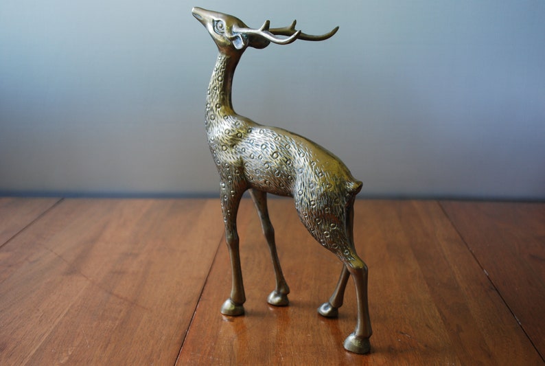 Vintage large solid brass pair of deer figurines Buck and Etsy